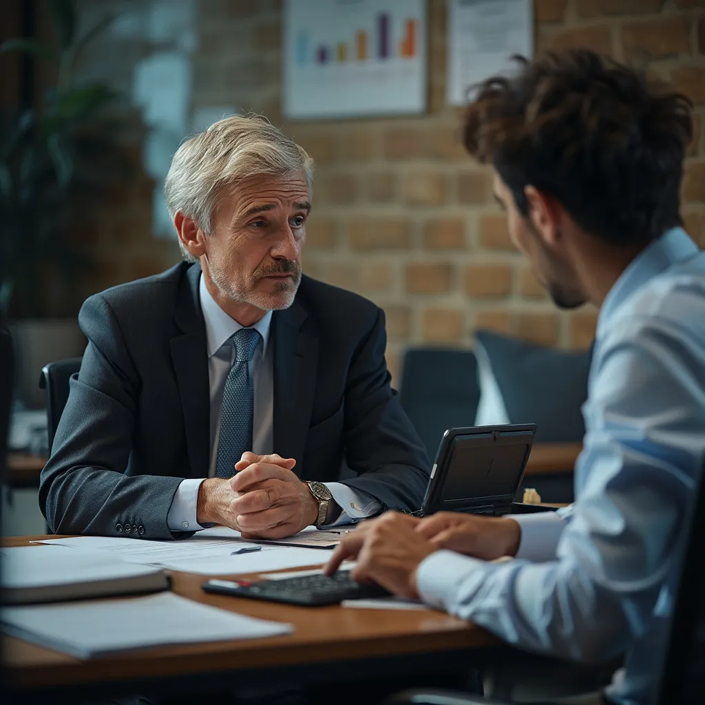 Equipo de consultores discutiendo estrategias en una oficina moderna.