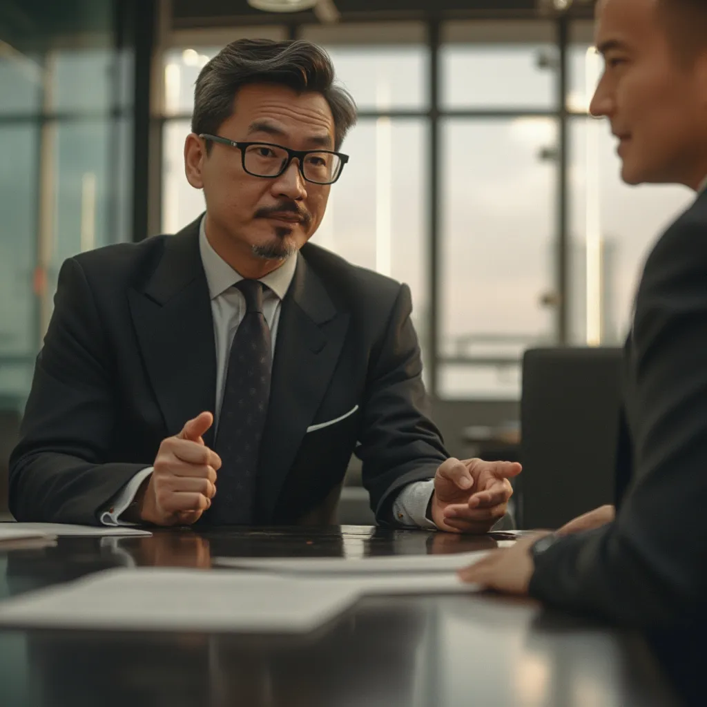 Consultor de negocios analizando datos con un cliente